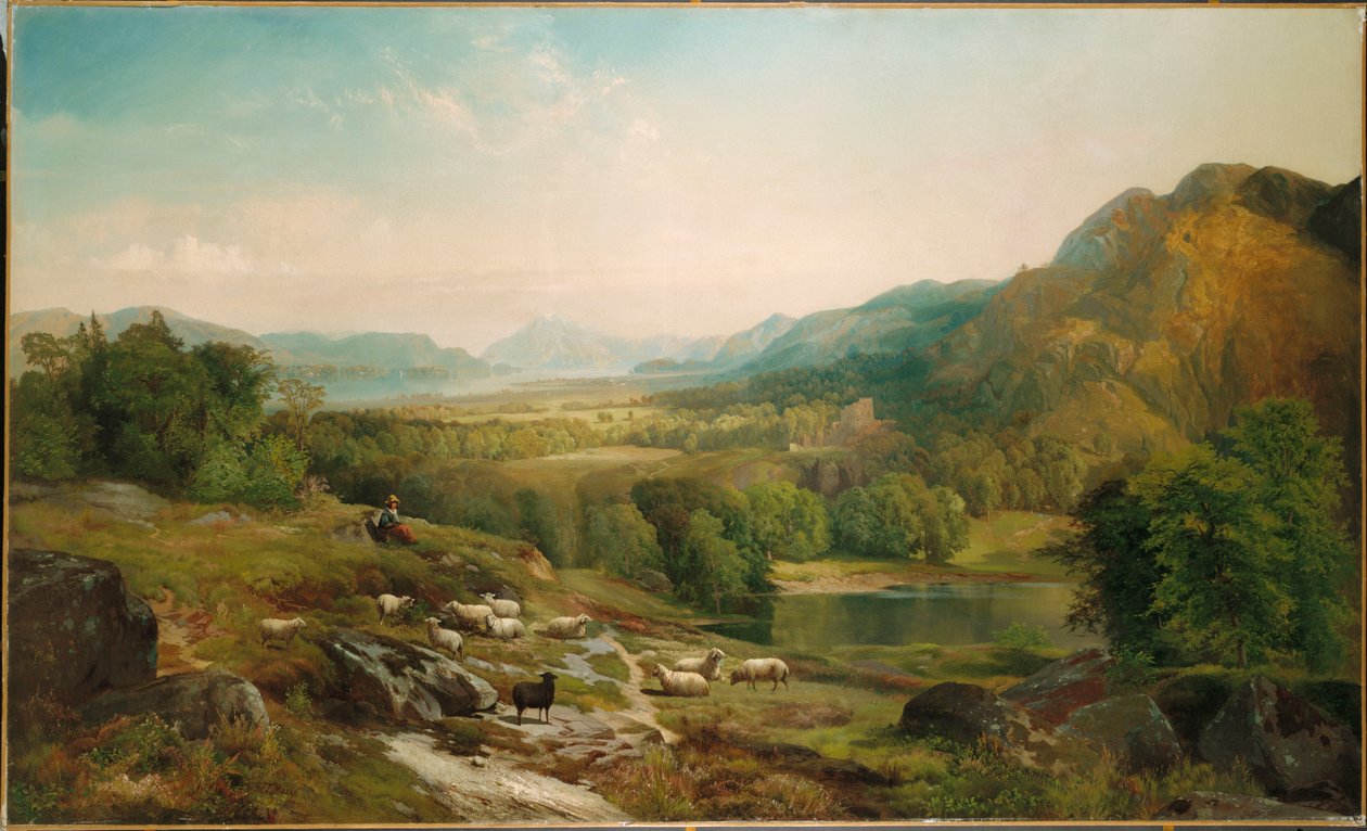 Cuidando do rebanho, c.1867 de Thomas Moran