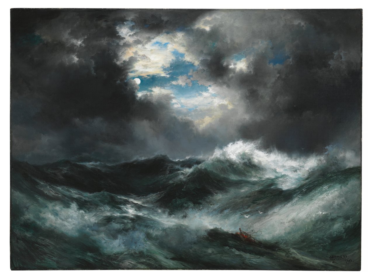 Naufrágio enluarado no mar de Thomas Moran