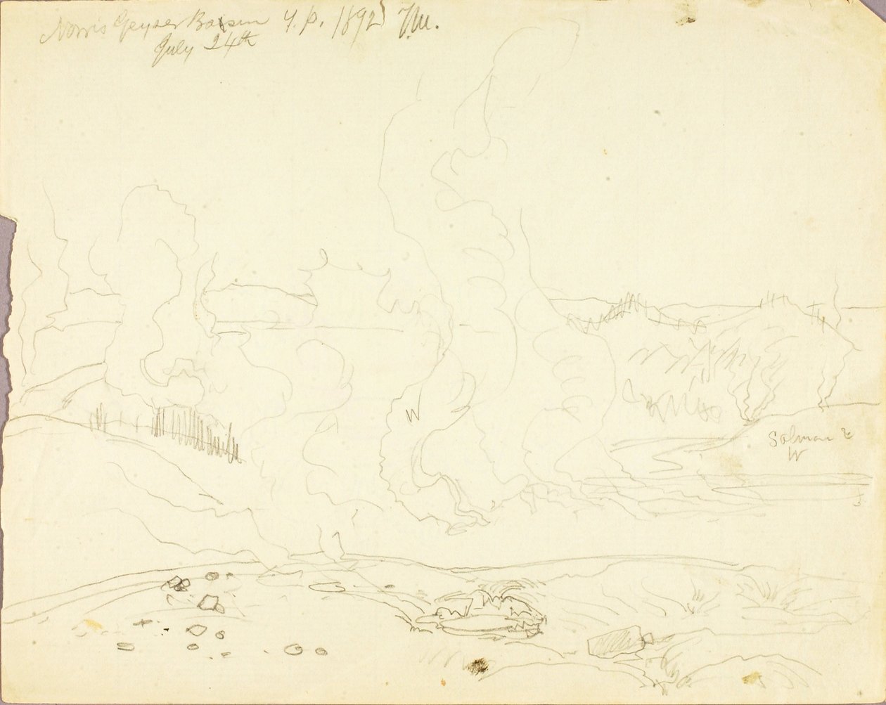 Bacia do Geyser Norris, Parque de Yellowstone de Thomas Moran