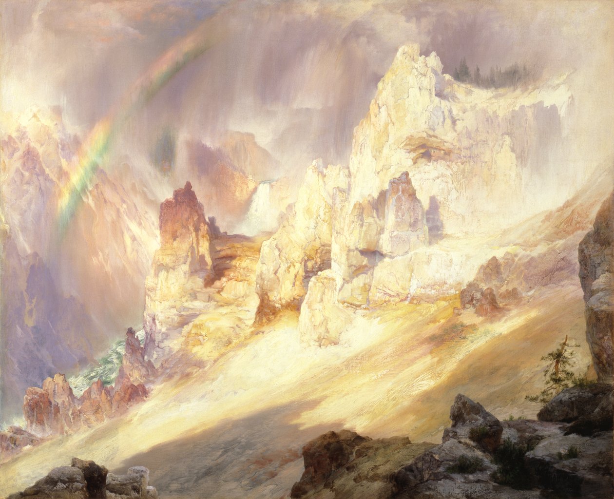 Arco-íris sobre o Grand Canyon do Yellowstone de Thomas Moran