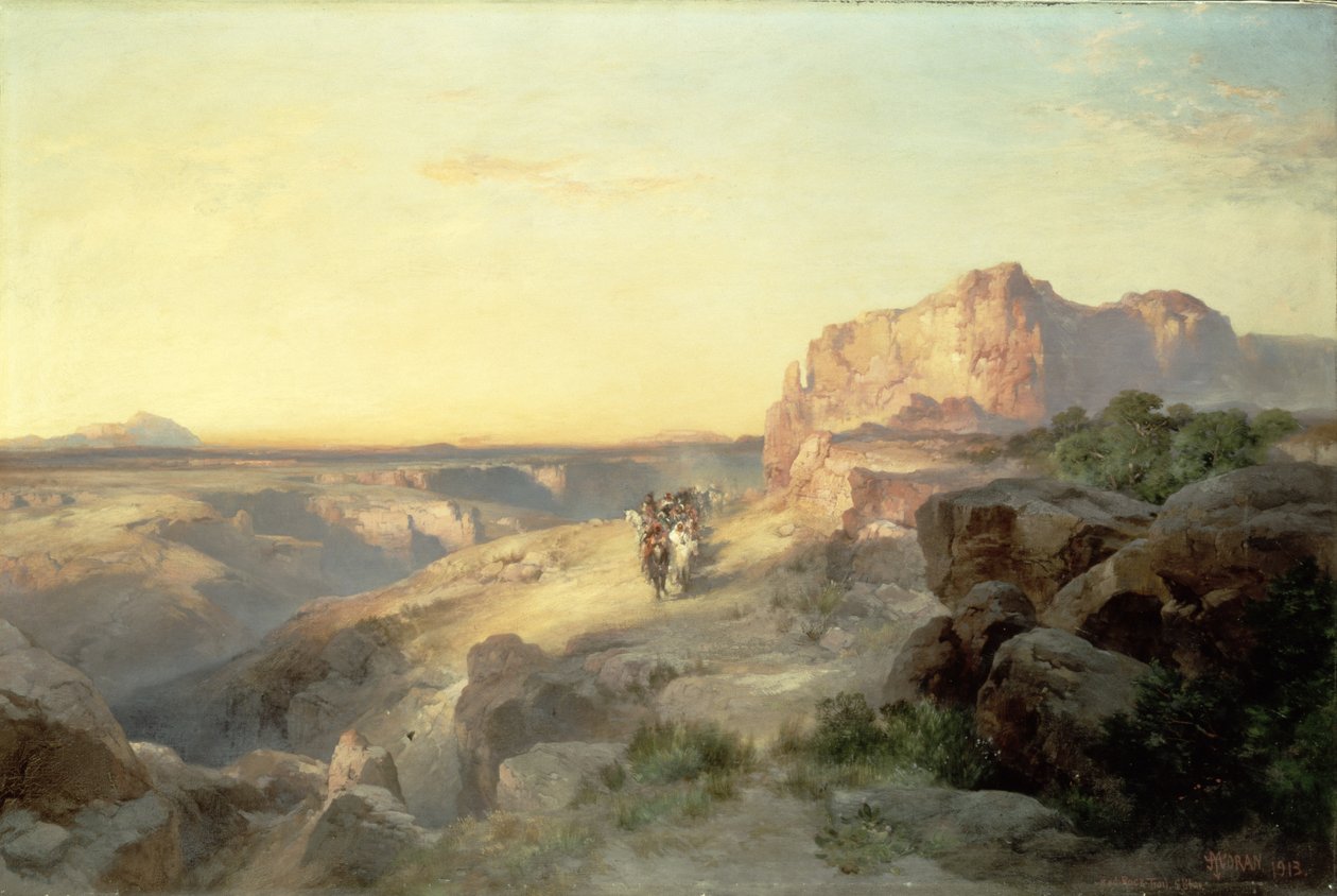 Trilha da rocha vermelha, Utah sul, 1913 de Thomas Moran