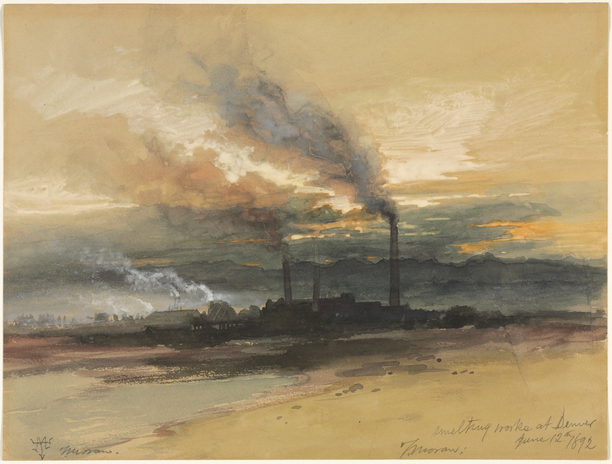 A fundição trabalha em Denver, 1892. de Thomas Moran