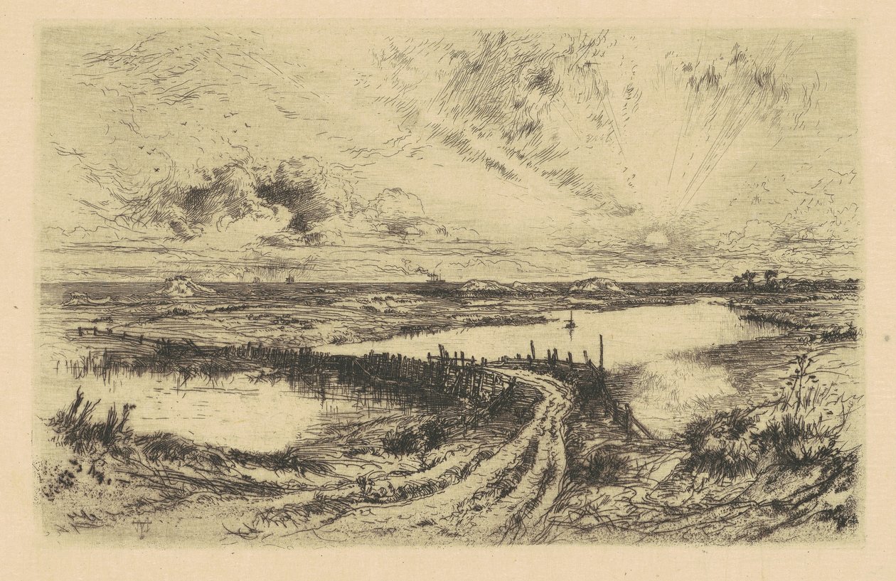 Nascer do sol - The Pond, Easthampton, Long Island de Thomas Moran