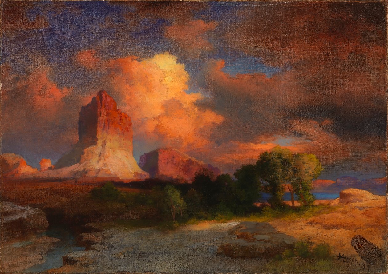 Nuvem ao pôr do sol, Green River, Wyoming de Thomas Moran