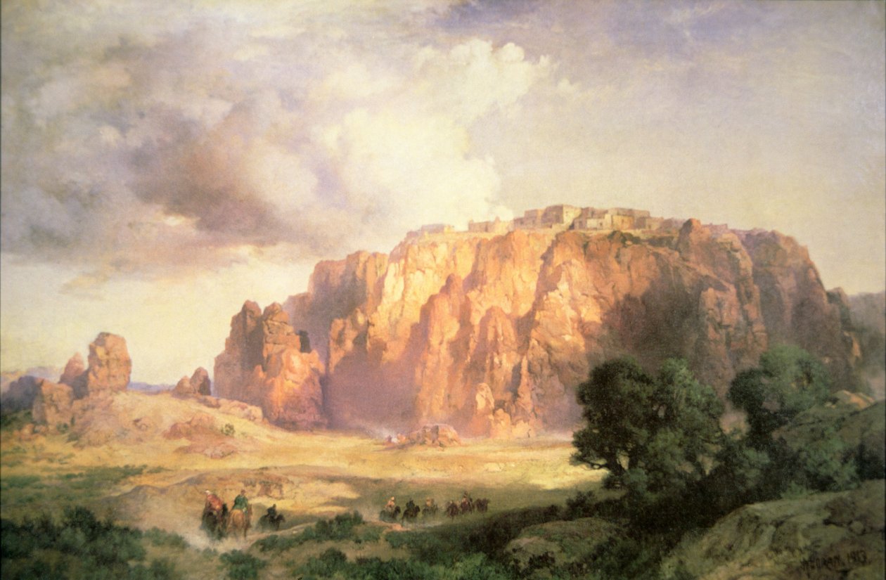 O Pueblo de Acoma, Novo México (óleo sobre tela) de Thomas Moran