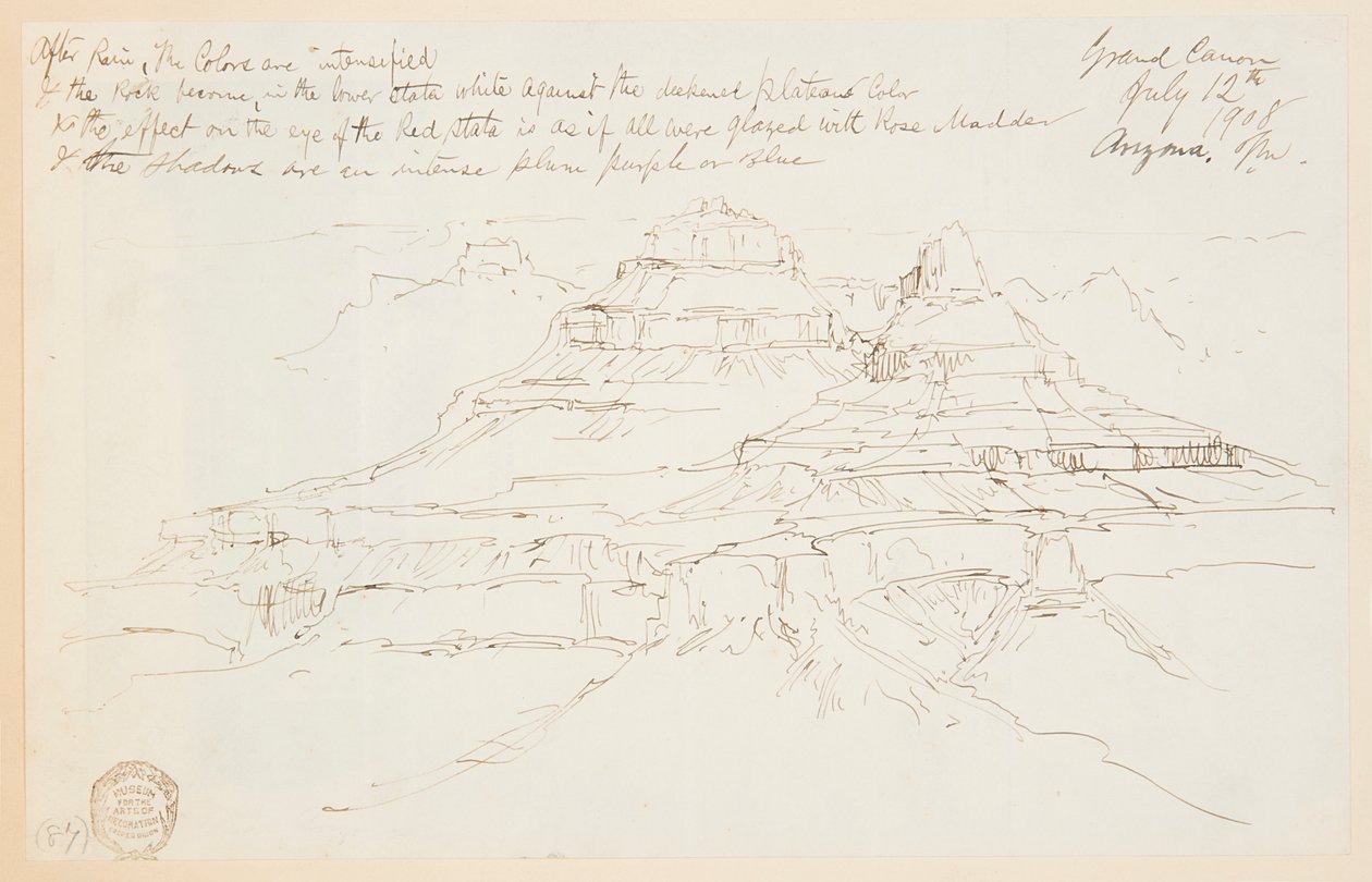 Dois penhascos no Grand Canyon, Arizona de Thomas Moran