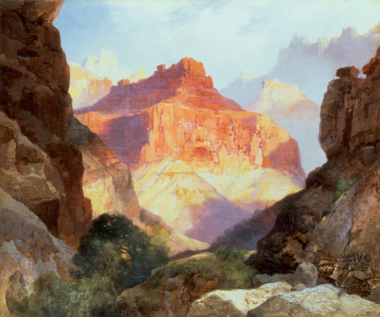 Sob o muro vermelho, Grand Canyon do Arizona, 1917 de Thomas Moran