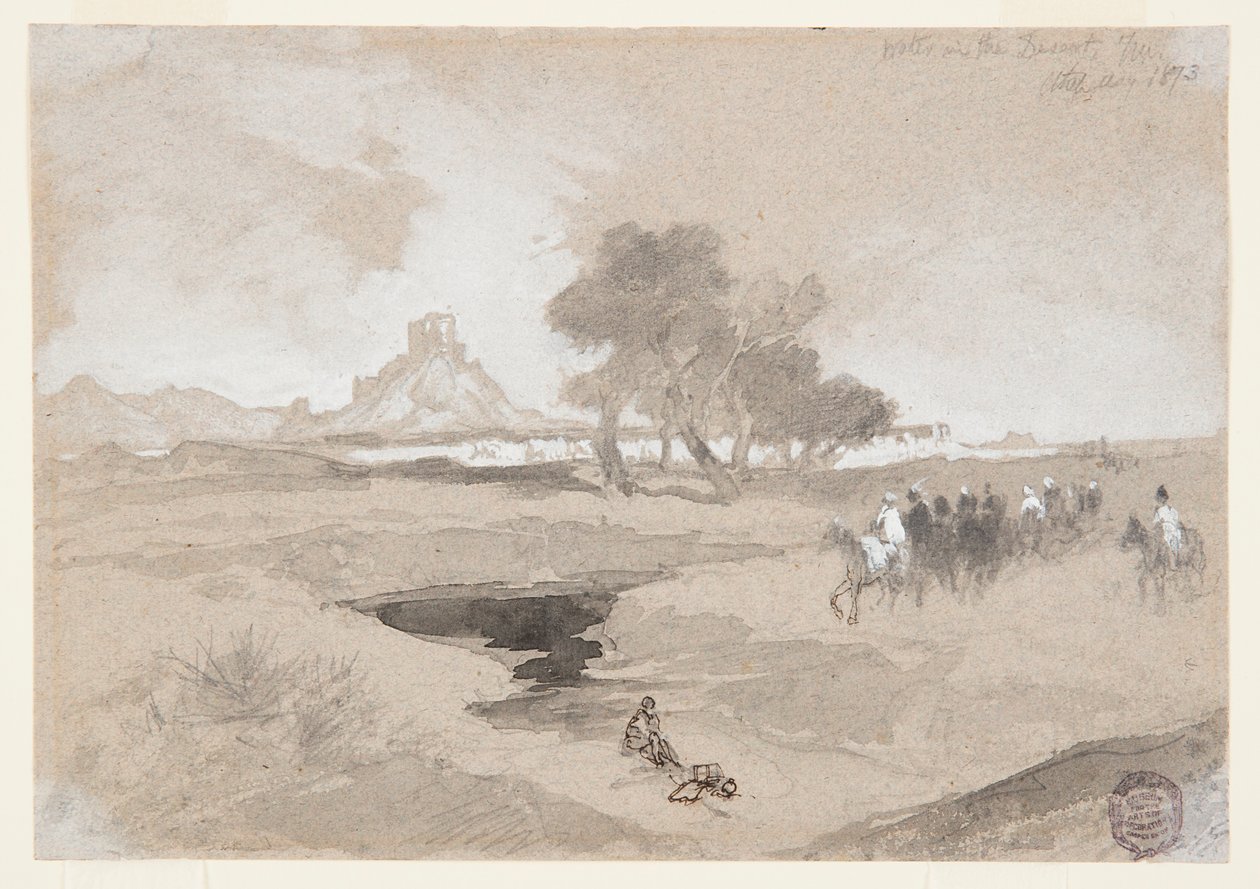 Waterhole no deserto, Utah de Thomas Moran