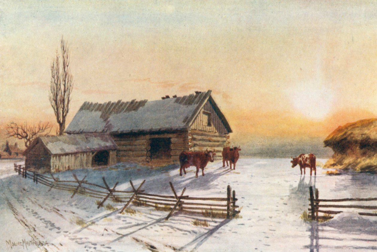 Quintal do interior, inverno (litografia a cores) de Thomas Mower Martin