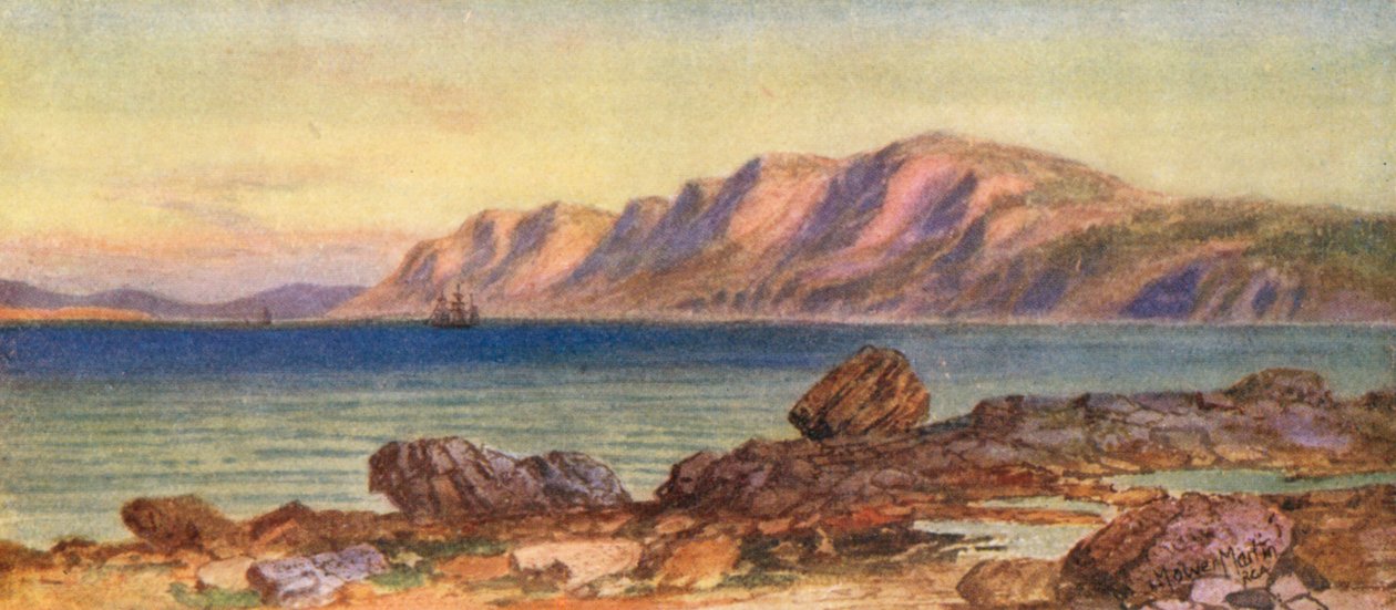 Cabo Porcupine, Calha de Canso, Cabo Bretão (litografia a cores) de Thomas Mower Martin