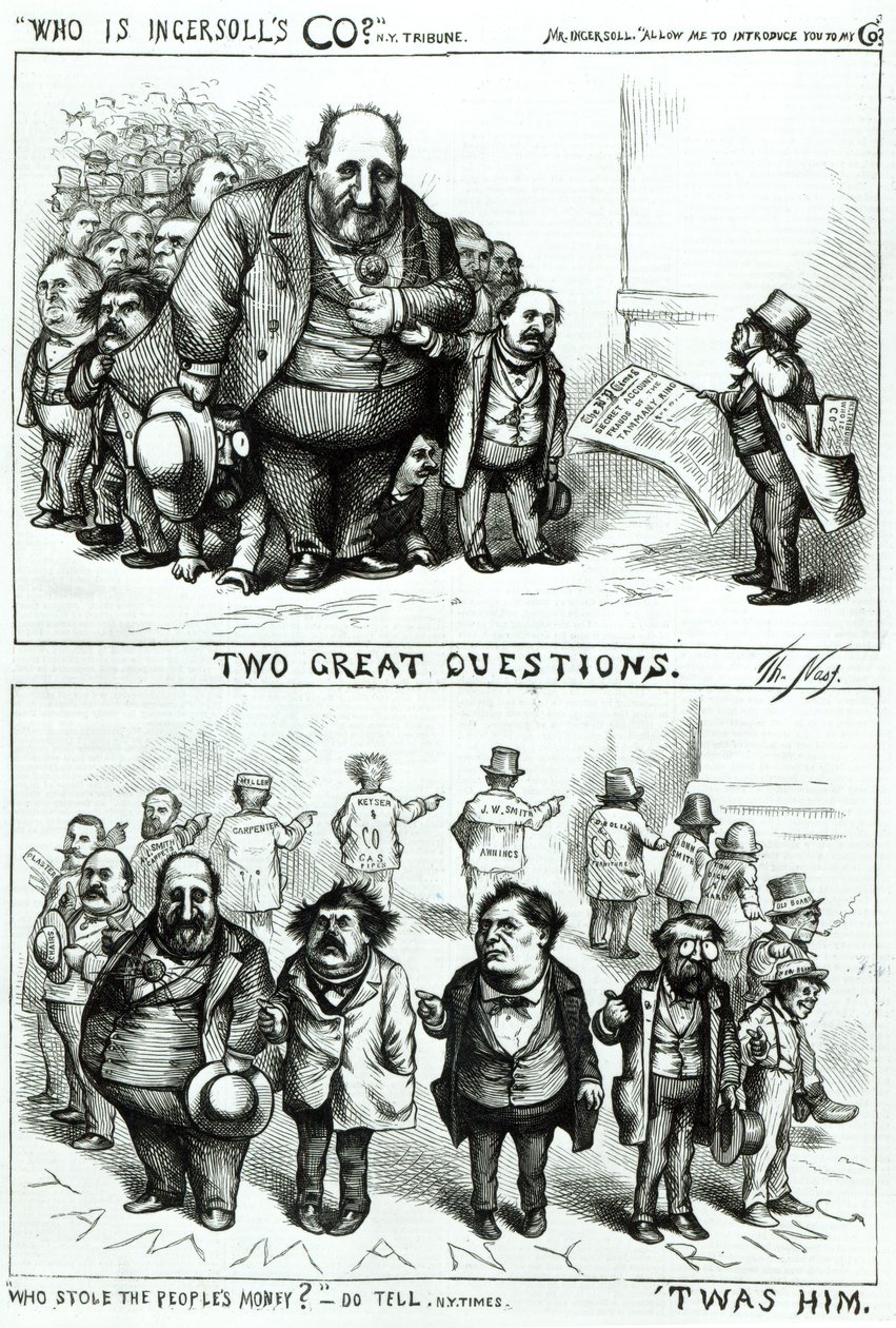 Desenhos animados com William Marcy &39;Boss&39; Tweed, James Ingersoll e George Miller, de &39;Harper&39;s Weekly&39;, 19 de agosto de 1872 de Thomas Nast