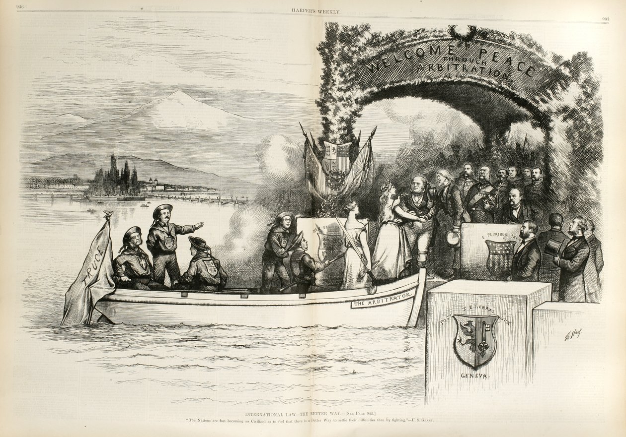 Direito Internacional - O Caminho Melhor ..., 1874 (gravura em madeira) de Thomas Nast