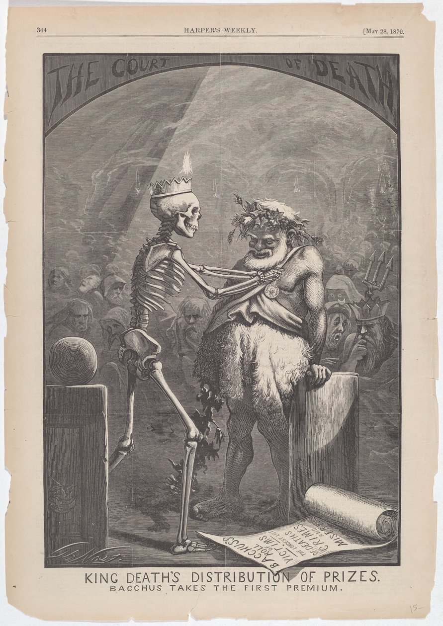Distribuição de Prêmios do Rei Morte. Baco leva o primeiro prêmio. de Thomas Nast