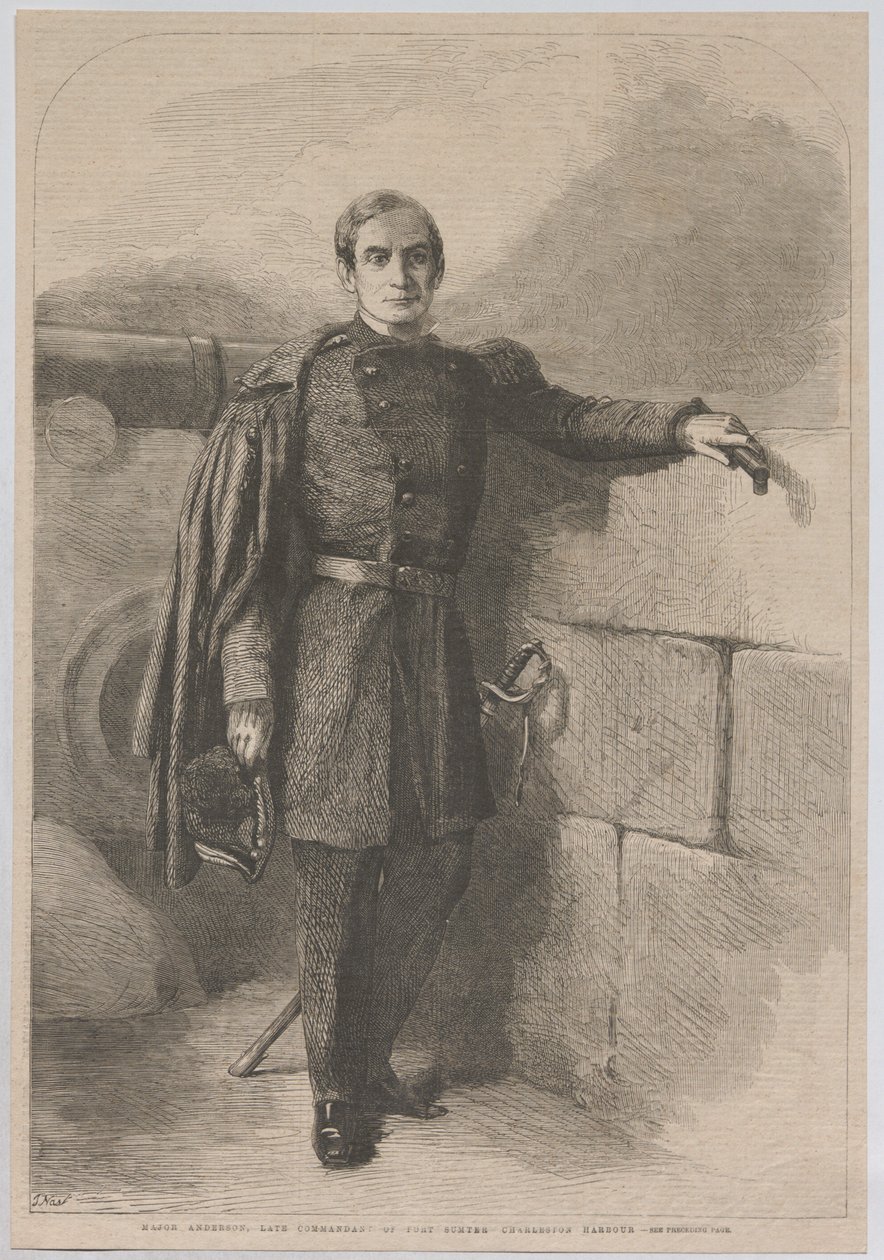 Major Anderson, antigo comandante do Forte Sumter, no porto de Charleston de Thomas Nast