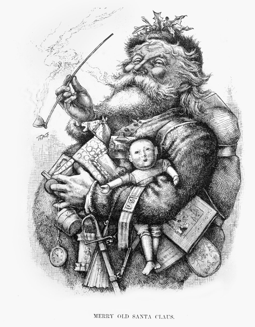 Feliz Pai Natal Antigo, gravado pelo artista de Thomas Nast