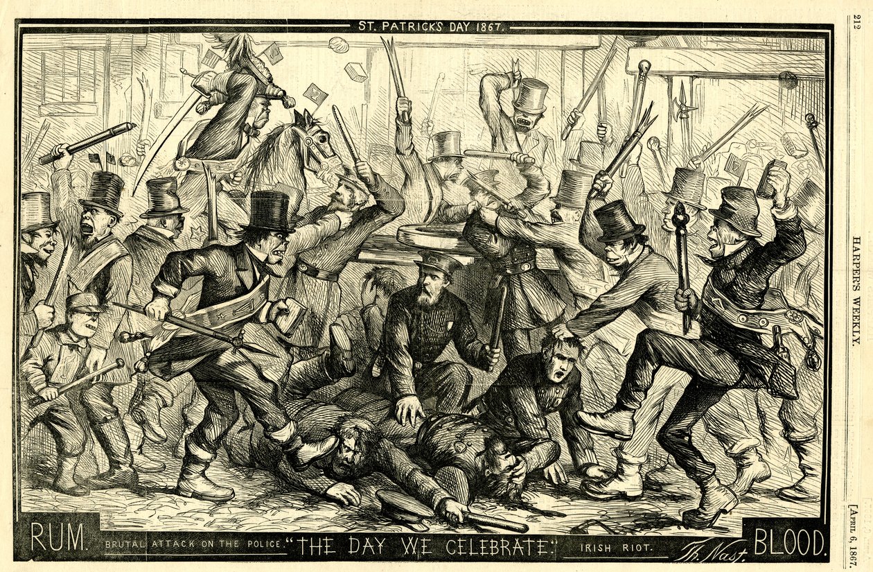 Dia de São Patrício, 1867 (gravura em madeira) de Thomas Nast
