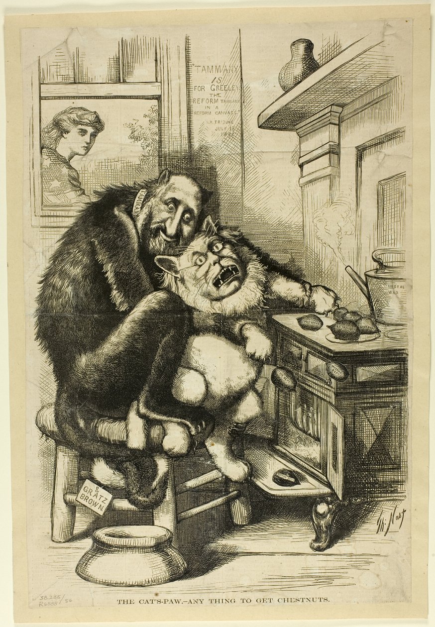 A pata do gato, qualquer coisa para obter castanhas de Thomas Nast