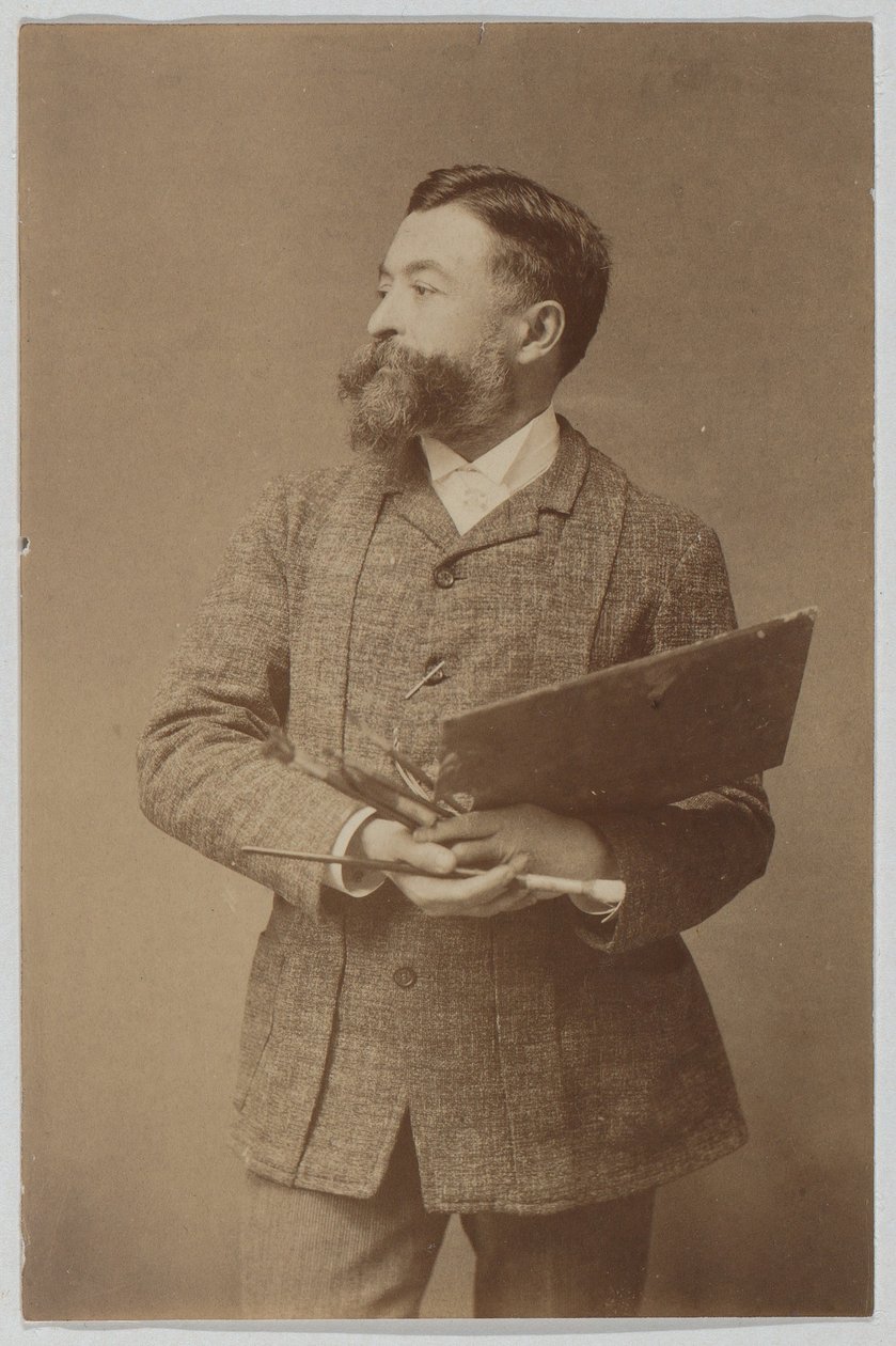Retrato de Thomas Nast de três quartos, segurando uma paleta e um pincel de Thomas Nast