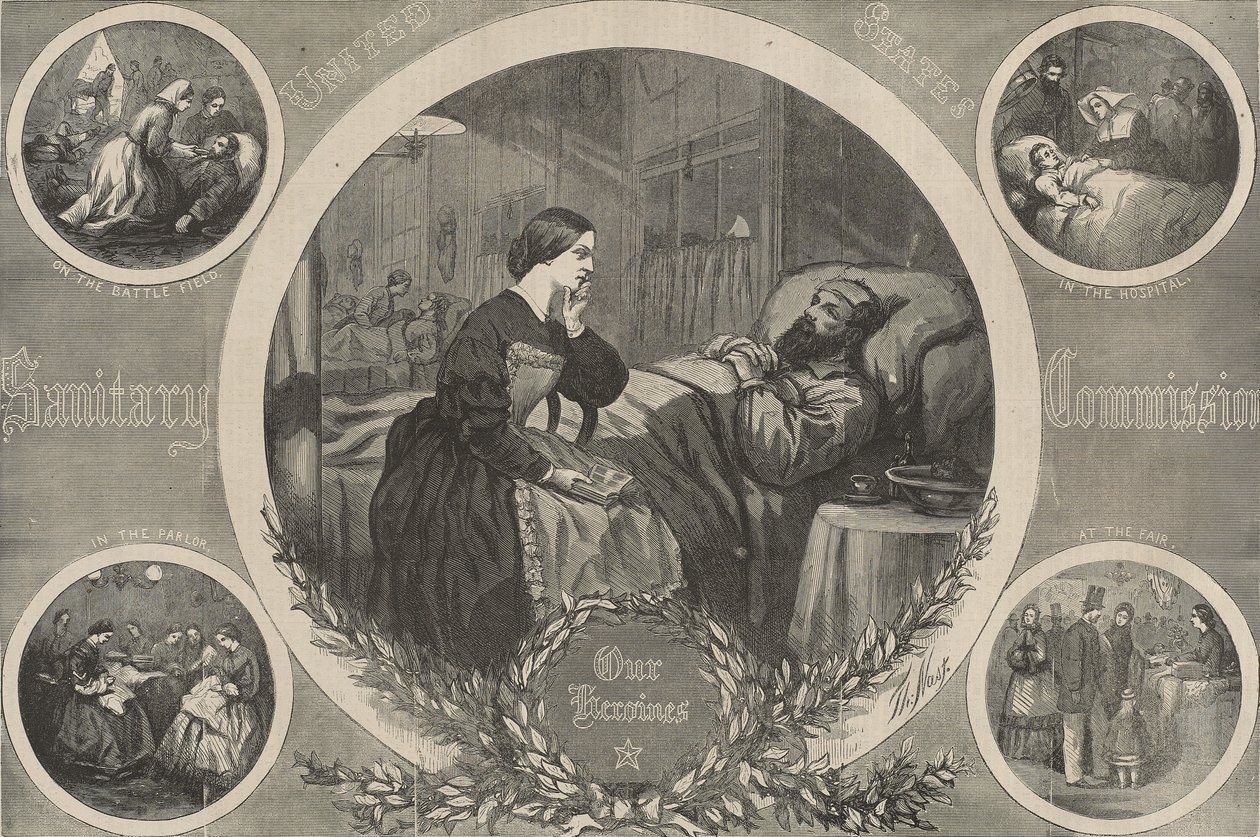 Comissão Sanitária dos Estados Unidos: As nossas heroínas de Thomas Nast