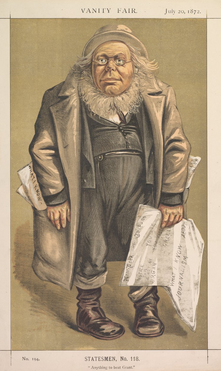 Vanity Fair: Estadista, nº 118 Qualquer coisa para vencer Grant, 1872. de Thomas Nast