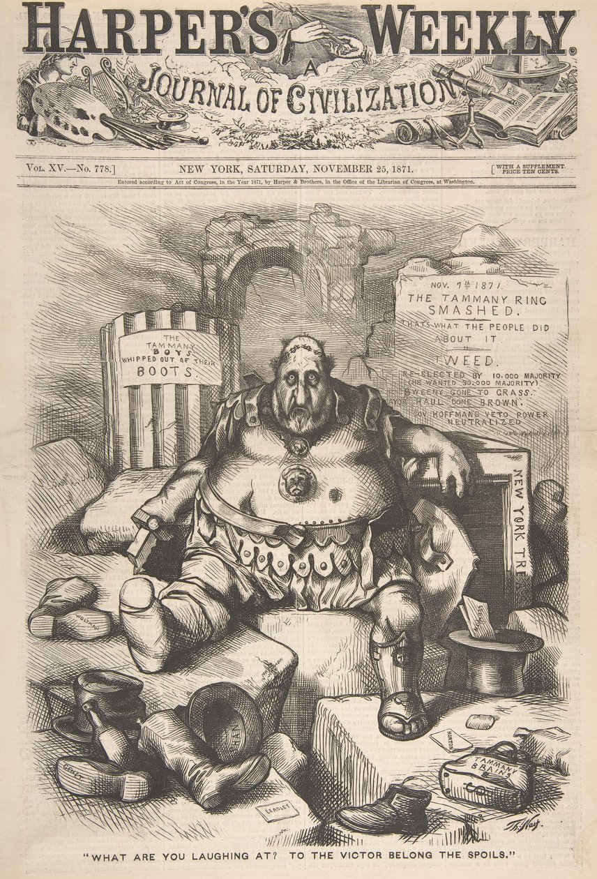 Do que você está rindo Para o vencedor pertence aos espólios da Semana de Harper..., 25 de novembro de 1871. de Thomas Nast