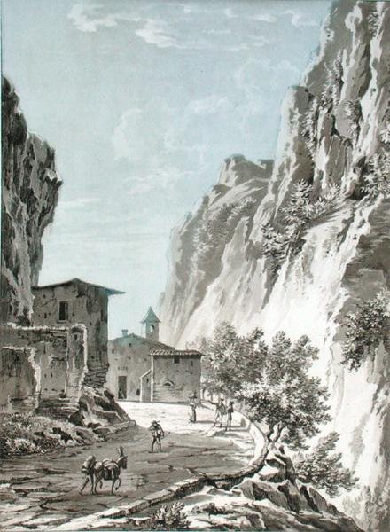 A Vila de Gondo no Passe Simplon, ilustração de 