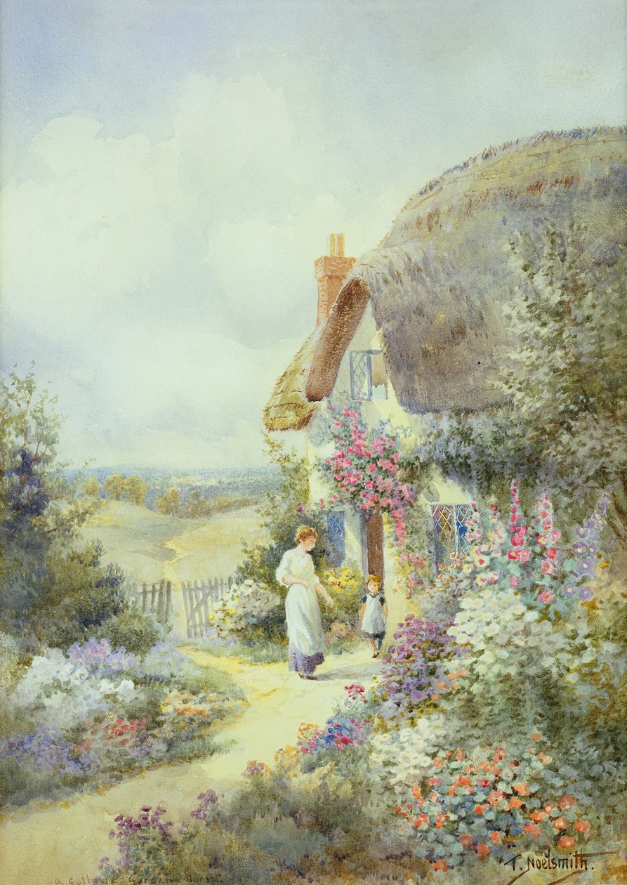 A Cottage Garden, Dorset (aguarela sobre papel) de Thomas Noelsmith