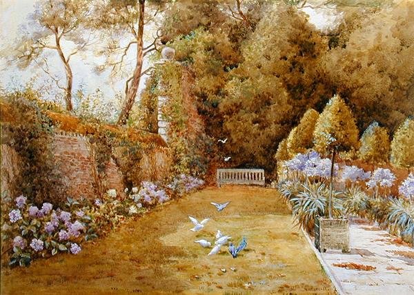 The Court Garden, Hinton (aguarela sobre papel) de Thomas Noelsmith