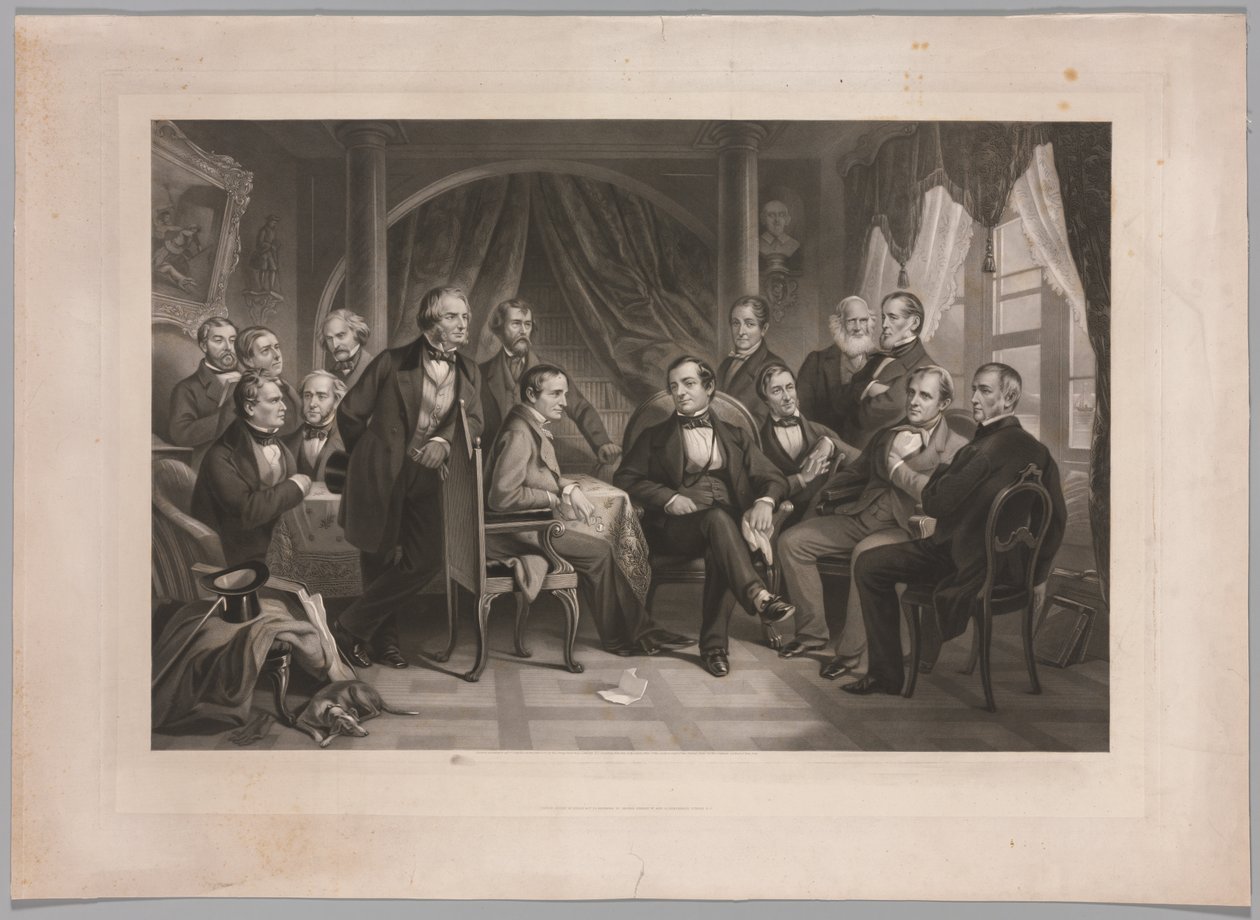 Washington Irving e seus amigos literários em Sunnyside, 1864. de Thomas Oldham Barlow