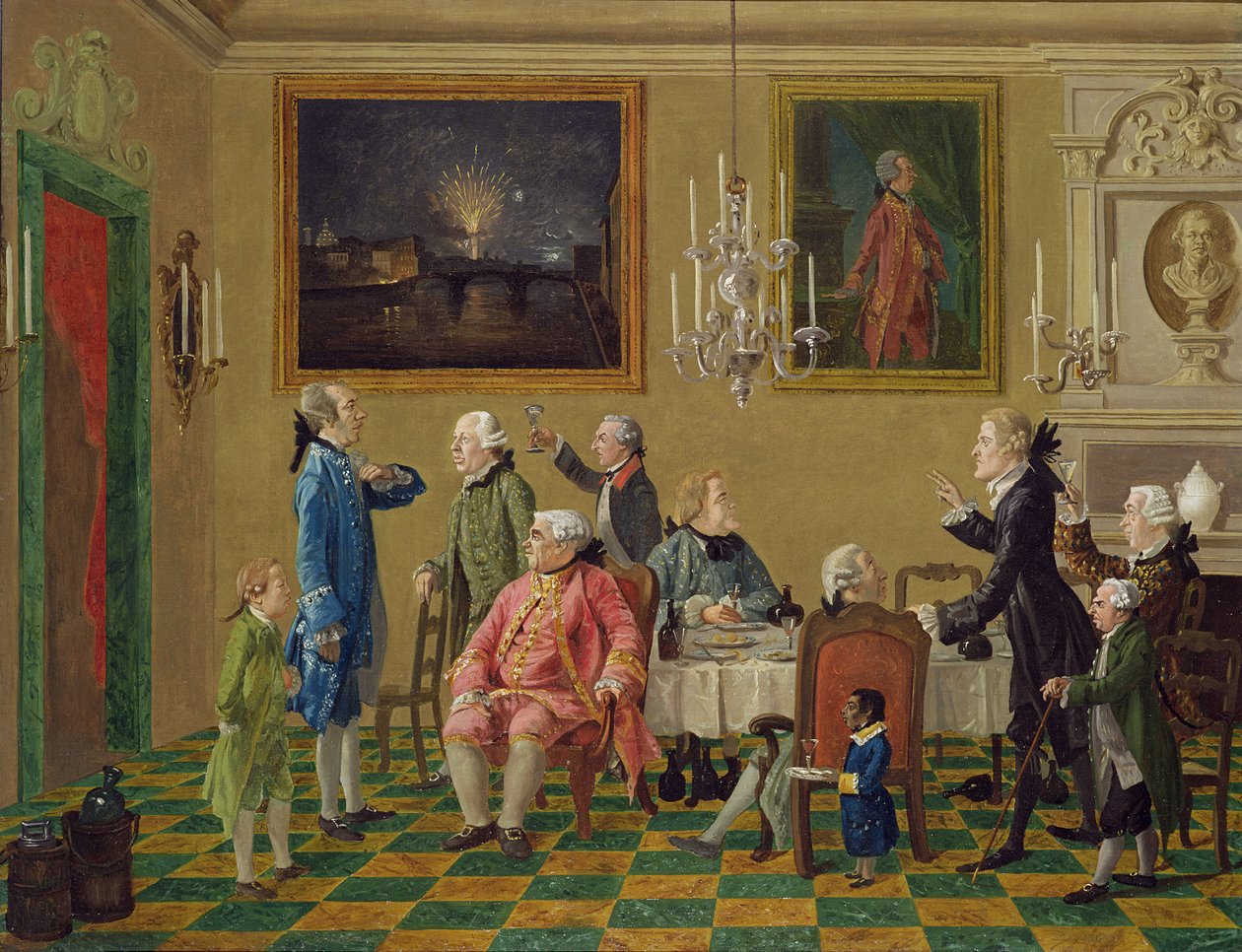 Senhores britânicos na casa de sir Horace Mann em Florença, c.1763-65 de Thomas Patch