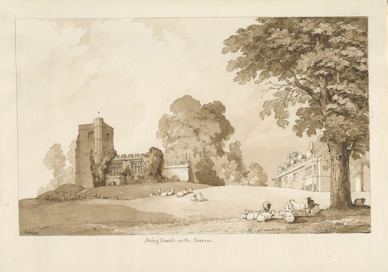 Igreja de Arley: desenho em sépia, 1837 de Thomas Peploe Wood