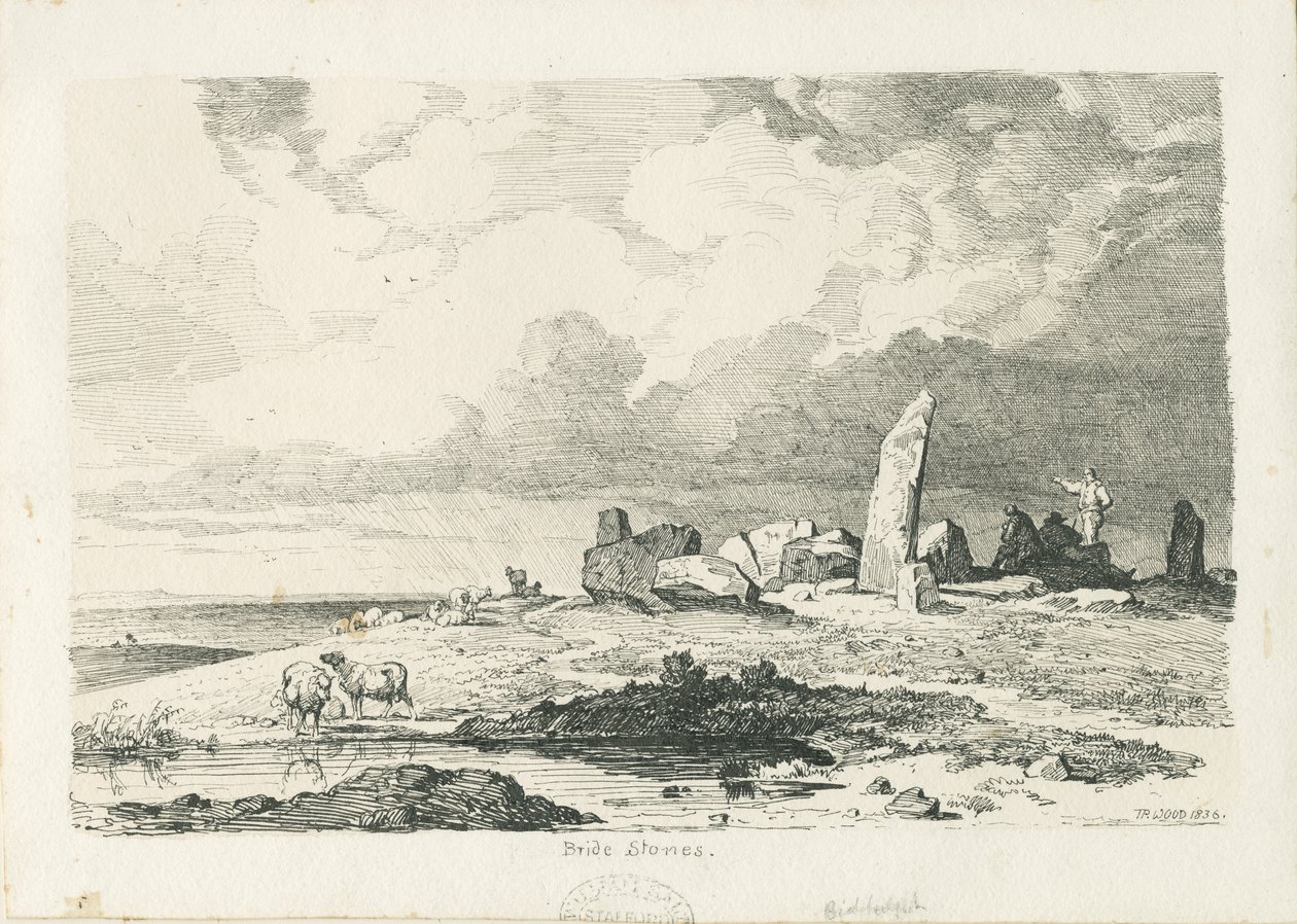 Biddulph Moor - &39;The Bridestones&39;: esboço a tinta de Thomas Peploe Wood