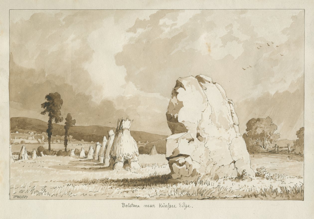 Bolstone, perto de Kinver Edge: desenho sépia de Thomas Peploe Wood
