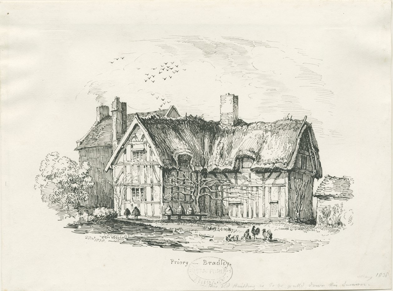 Bradley &39;Priory&39;: desenho a caneta de Thomas Peploe Wood