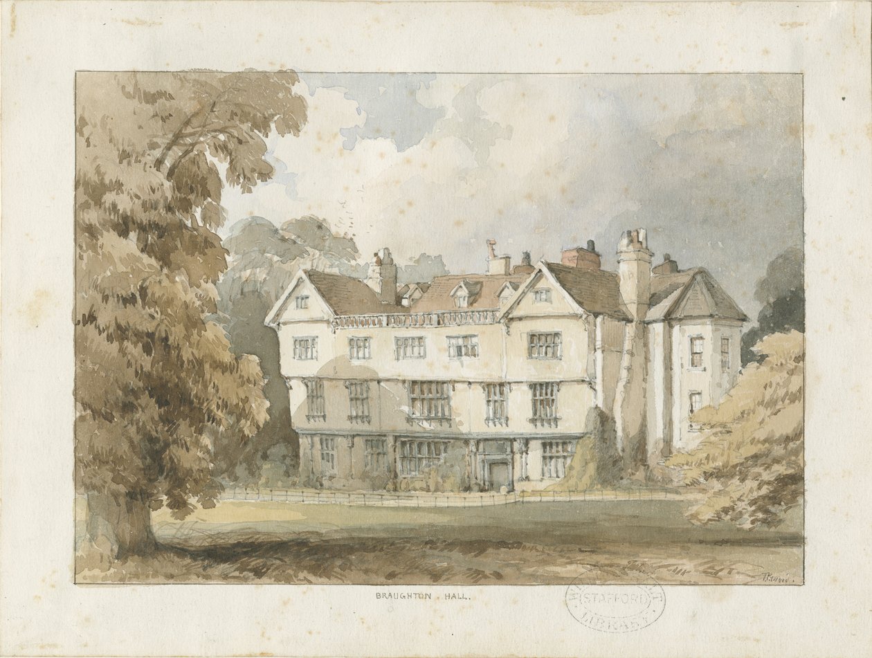 Broughton Hall: pintura a aquarela, sd [ 1838] (pintura) de Thomas Peploe Wood