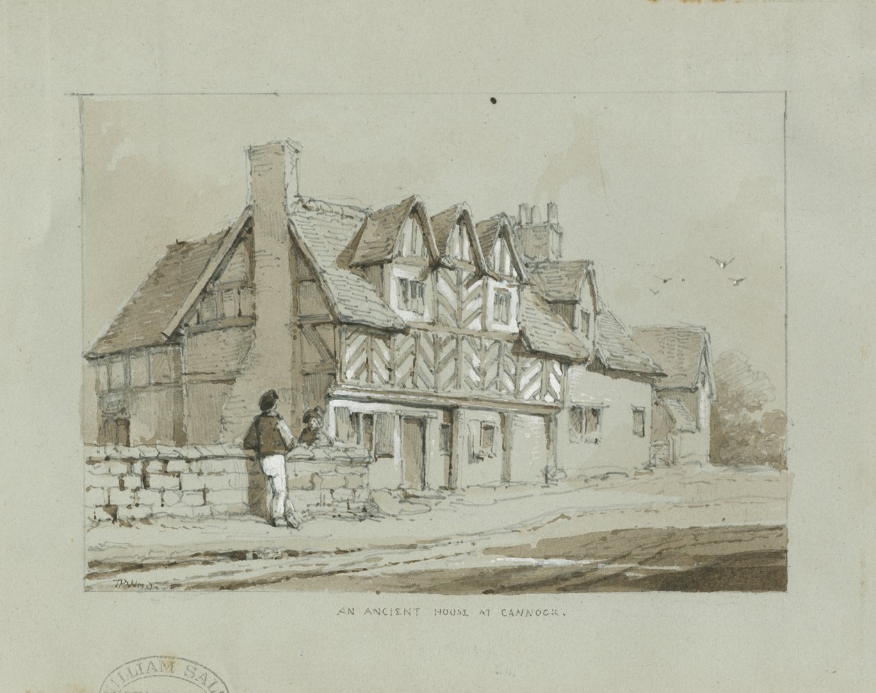 Cannock Town - &39;Ancient House&39;: desenho a lápis, nd [1817-1845] (desenho) de Thomas Peploe Wood
