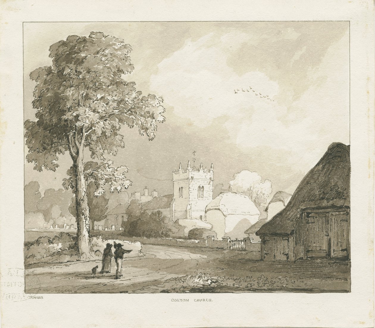 Igreja Colton: desenho em sépia de Thomas Peploe Wood