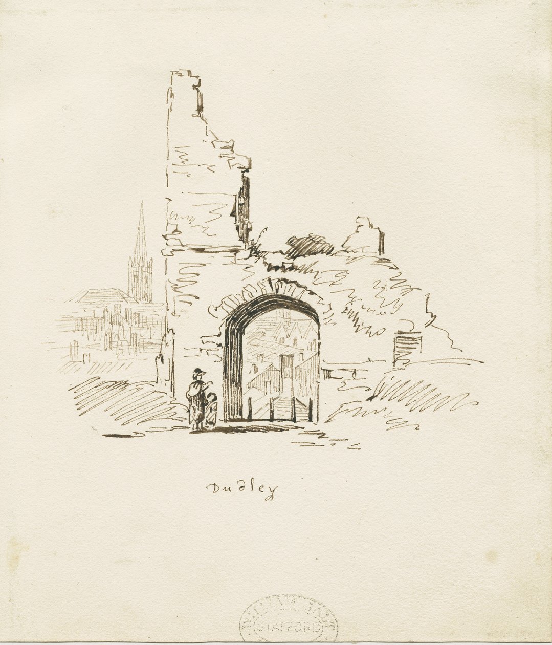 Dudley Castle - The Keep: esboço a lápis, sd [19º séc.] (Desenho) de Thomas Peploe Wood