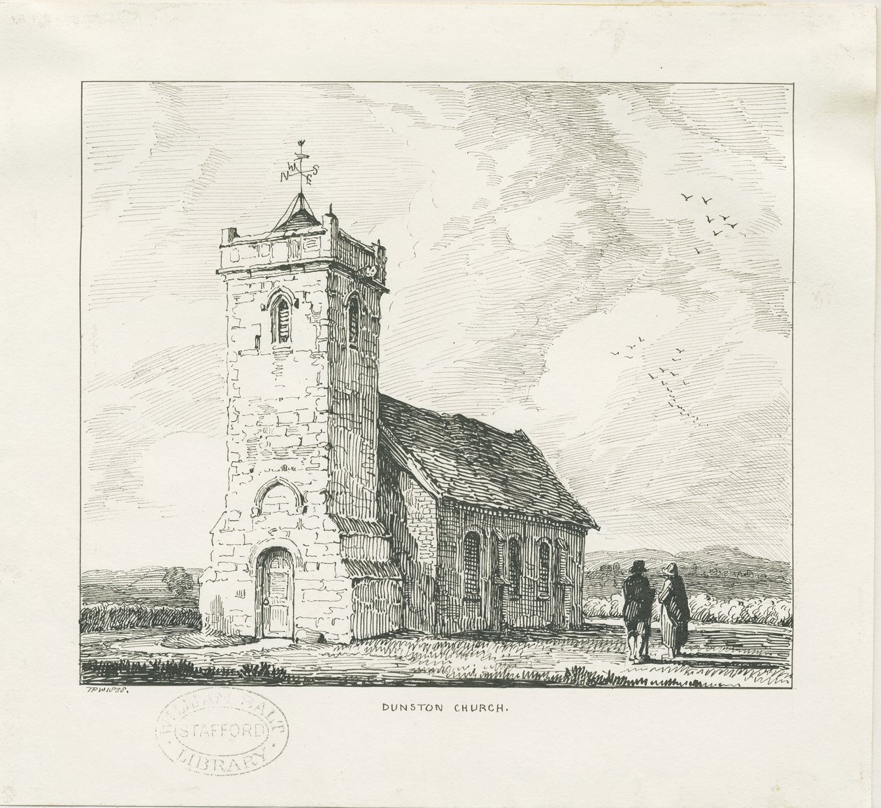 Igreja de Dunston: desenho a caneta de Thomas Peploe Wood