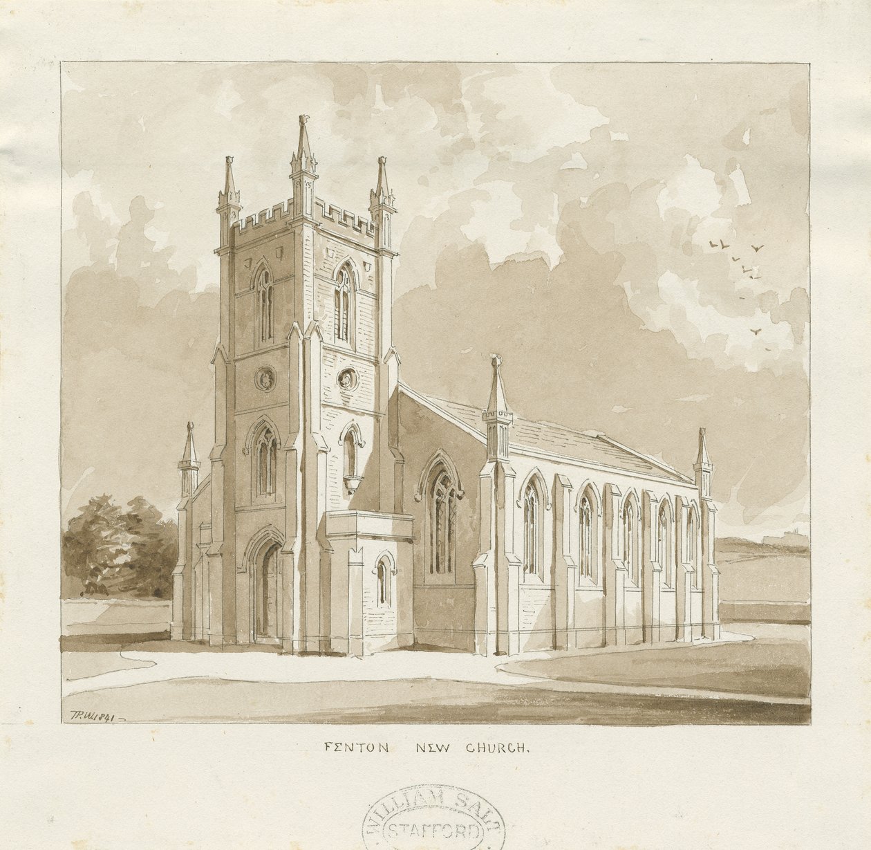 Fenton New Church: desenho em sépia de Thomas Peploe Wood