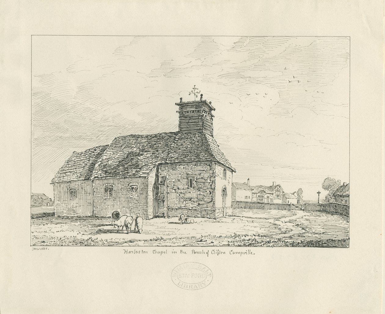 Capela Harlaston: desenho a caneta de Thomas Peploe Wood