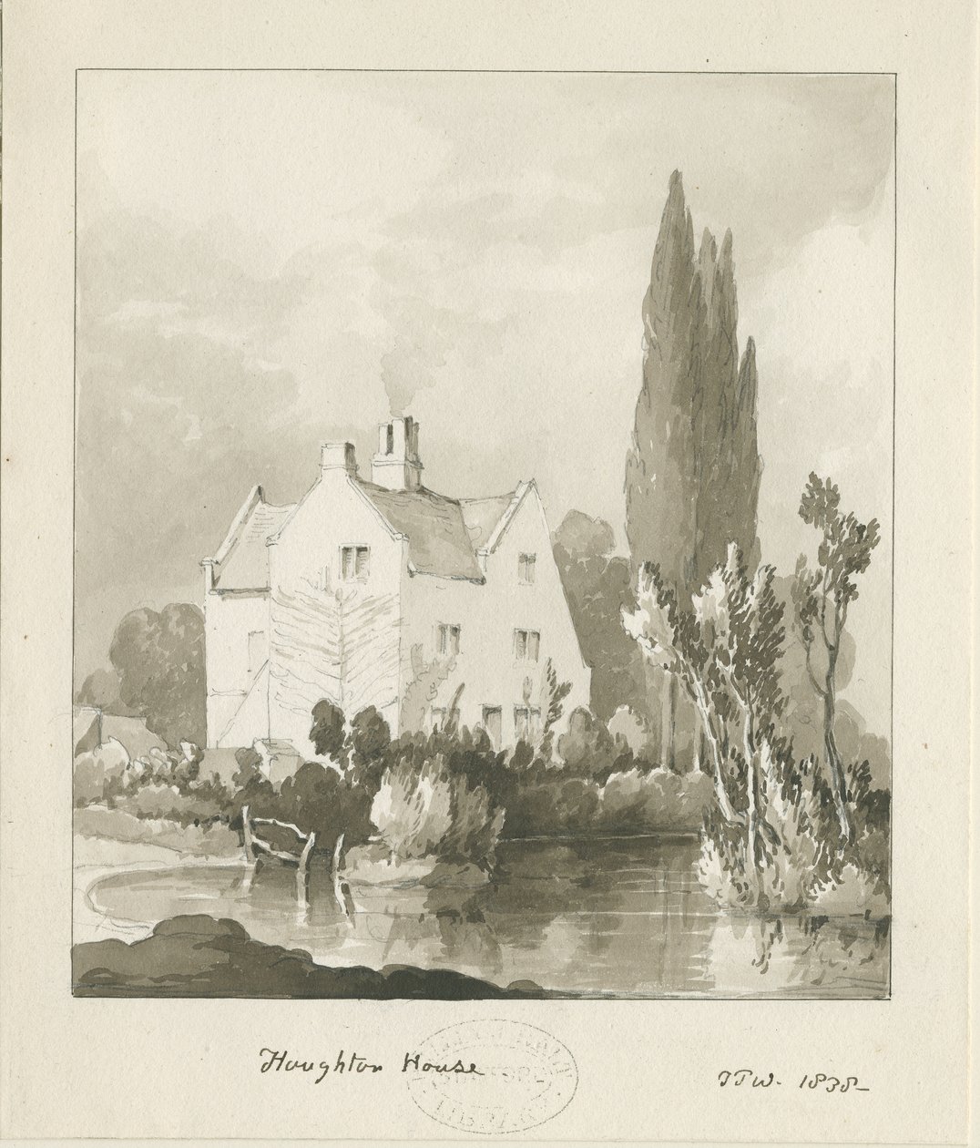 Haughton - Casa: desenho lavado em sépia de Thomas Peploe Wood