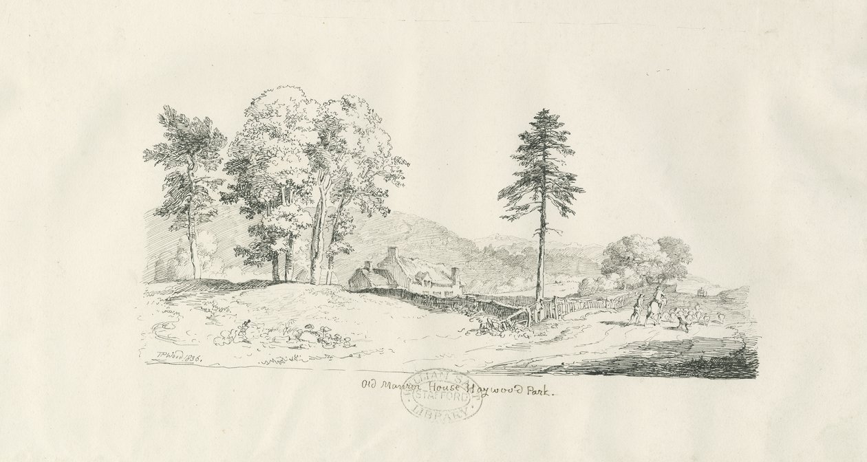 Haywood Park - Old Manor House: desenho a caneta e tinta de Thomas Peploe Wood