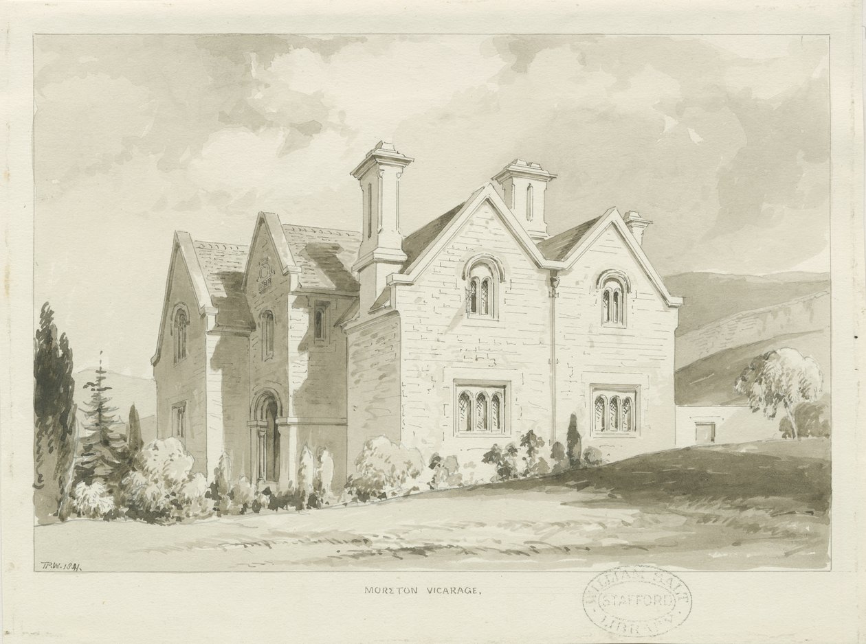 Moreton Vicarage: desenho em sépia, 1841 de Thomas Peploe Wood