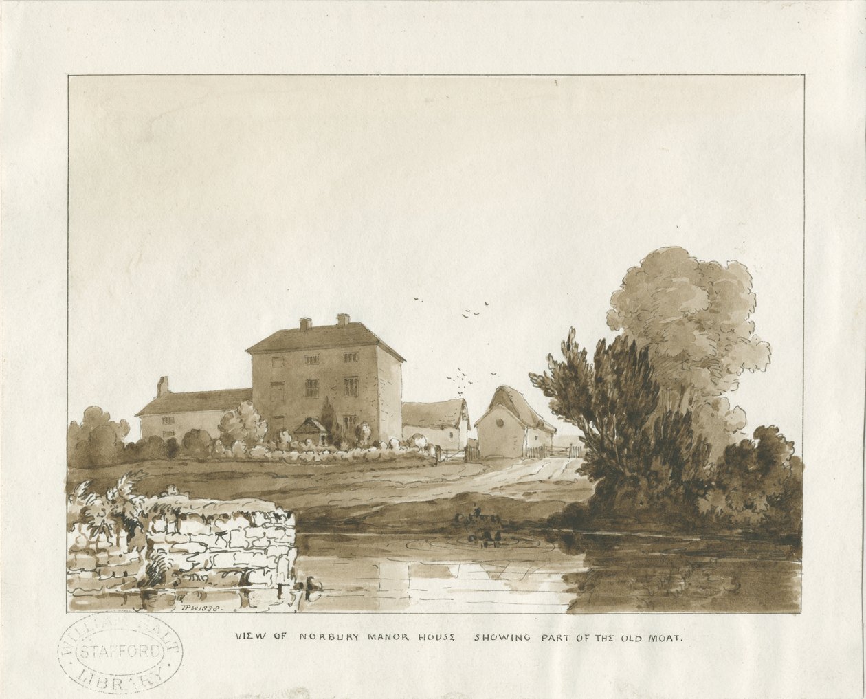 Norbury Manor: desenho em sépia, 1838 de Thomas Peploe Wood