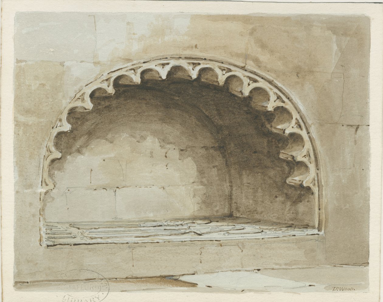 Igreja Penkridge - Monumento na Parede Sul: pintura em aquarela, nd [1817-1845] (pintura) de Thomas Peploe Wood