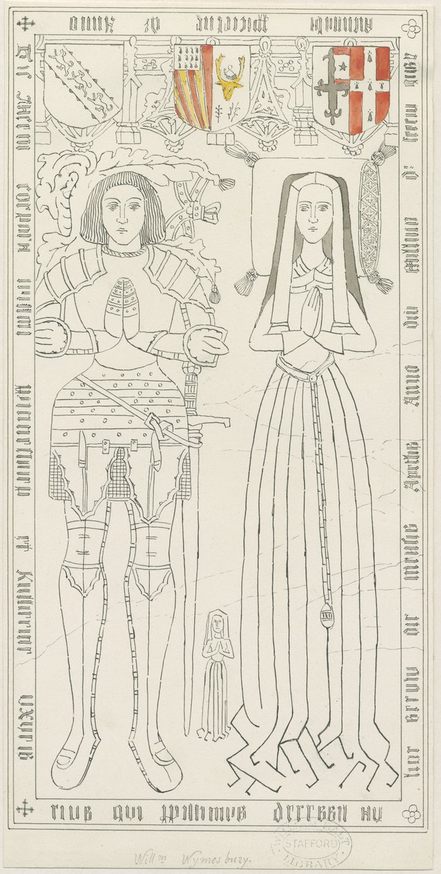 Igreja Penkridge - Tumba de William Wynnesbury: desenho a caneta e tinta, nd [1842-1845] (desenho) de Thomas Peploe Wood