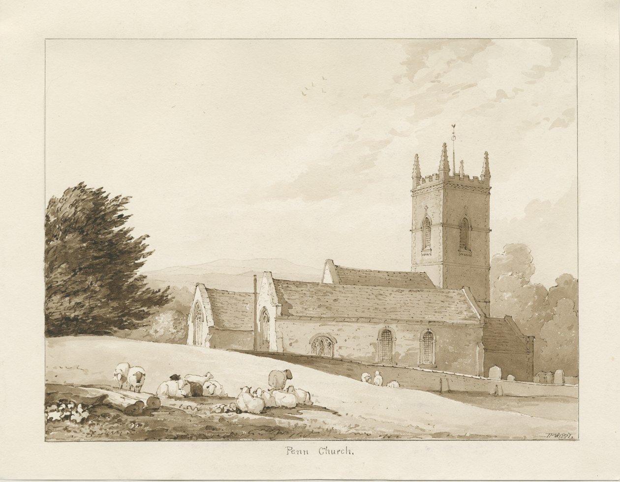 Penn Church: desenho em sépia de Thomas Peploe Wood