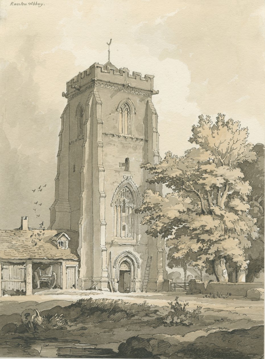 Abadia de Ranton [Priory]: desenho a caneta e lavagem, nd [ 1838] (desenho) de Thomas Peploe Wood