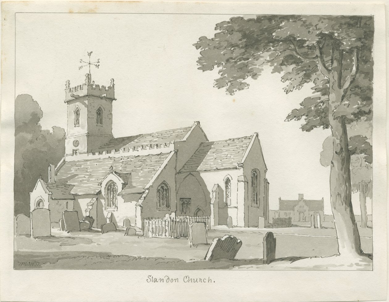 Standon Hall: desenho a caneta e tinta, sd [ Meados do séc. XIX] (desenho) de Thomas Peploe Wood
